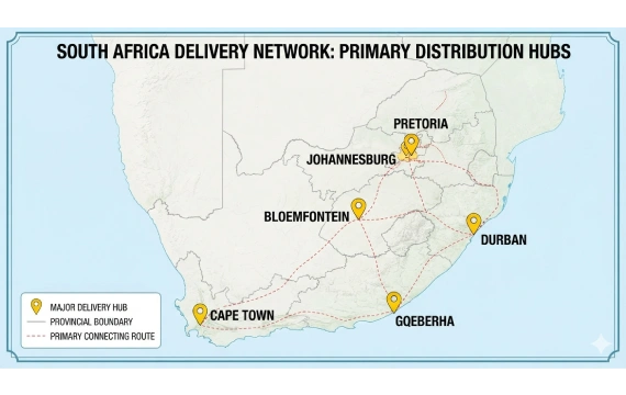 South Africa delivery areas